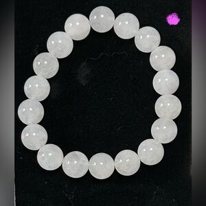 handmade white jade beaded bracelet